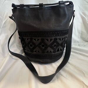 Jean Paul Gaultier Leather embroidered bucket bag